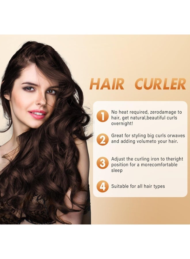 PLUSOX Heatless Curler Set Non Heat Hair Curling Tools For Heatless Curls Overnight Use While Sleeping Hair Roller Headband Hair Curlers Scarf Set Easy To Use No Damage Hair Styling Kit Dark Brown​ - Image 3